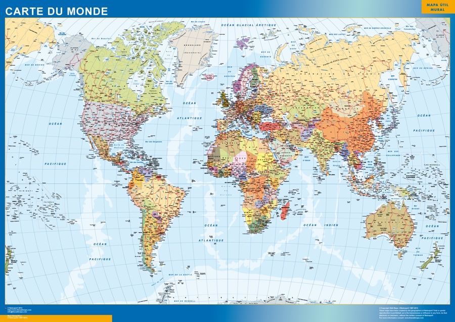 Carte du Monde Géante | Mappemonde Geante - Noir
